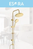ESORA Gold Yuvarlak Robot Duş Seti , Beyaz Gold Sabit Lavabo , Banyo Bataryası 3’lü Set thumbnail 3