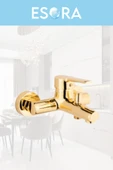 ESORA Gold Kare Robot Duş Seti , Beyaz Gold Eviye , Sabit Lavabo , Gold Banyo Bataryası 4’lü Set - 5