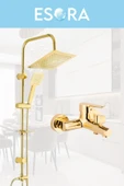 ESORA Gold Kare Robot Duş Seti , Banyo Bataryası 2’li Set - 1
