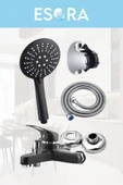 ESORA SİYAH BANYO BATARYASI DUŞ BAŞLIĞI HORTUMU VE MAFSALI SET thumbnail 2