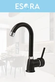 ESORA Krom Siyah Tepe Yağmurlama, Siyah Delta Banyo-mutfak-lavabo Bataryası Musluğu Çeşmesi 4'lü Set - 4