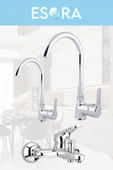 ESORA Krom Baston Borulu Eviye Mutfak , Lavabo , Banyo Bataryası 3'lü Set - 1