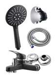 ESORA SİYAH BANYO BATARYASI DUŞ BAŞLIĞI HORTUMU VE MAFSALI SET thumbnail 1