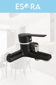 ESORA Siyah Robot Tepe Yağmurlama Delta Banyo-Mutfak-Lavobo Musluğu Çeşmesi 4'lü Set - 6