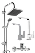ESORA Krom Robot Duş Seti , Lüx Kare Eviye , Lavabo , Banyo Bataryası 4’lü Set - 1