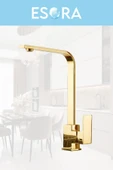 ESORA Gold Yuvarlak Robot Duş Seti, Kare Banyo, Lavabo Bataryası Musluğu 3'lü Set - 3