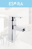 ESORA Dubai Krom Robot Duş Seti , Krom Lüx Kare Eviye , Sabit Lavabo , Banyo Bataryası 4’lü Set - 4