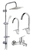 ESORA Dubai Krom Robot Duş Seti , Baston Eviye , Lavabo , Banyo Bataryası 4’lü Set - 1
