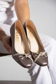 Albishoes Kadın Alçak Topuklu 5,5 cm Stiletto Taşlı Abiye Günlük Kadın Topuklu Ayakkabı (36-44) - 4