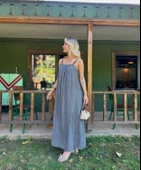 Kadın Askılı Elbise Antrasit - 1