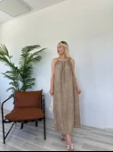 Kadın Askılı Elbise Taş Rengi - 1
