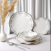 Güral Porselen Nesrin 24 Parça Yemek Takımı Siyah 8121 - 1