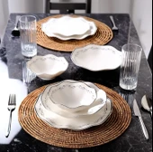 Güral Porselen Nesrin 24 Parça Yemek Takımı Siyah 8121 - 4