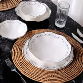 Güral Porselen Nesrin 24 Parça Yemek Takımı Siyah 8121 - 5