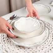 Güral Porselen Nesrin 24 Parça Yemek Takımı Siyah 8121 - 2