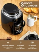 Yabano Grind and Brew filtre kahve makinesi, öğütücülü 2'si 1 arada kahve makinesi, zamanlayıcı, çift çekirdek bölmesi, otomatik sıcak tutma ve otomatik kapanma, 600 ml termos, siyah - 2