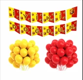 Sarı Kırmızı Taraftar Iyi Ki Doğdun Banner Ve 5 Adet Sarı Balon - 5 Adet Kırmızı Balon Set thumbnail 1