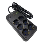 ShowMax SH-4630 2Mt 2xUSB-2xTYPE-C 4lü Termal Akım Korumalı Priz 10A 2500W thumbnail 1