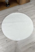 Sarar Yuvarlak Düz Renk Post Halı Yumuşak Pelüş Tüylü Kaymaz Tabanlı ( 80 x 80 ) - 2