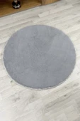 Sarar Yuvarlak Düz Renk Post Halı Yumuşak Pelüş Tüylü Kaymaz Tabanlı ( 80 x 80 ) - 2
