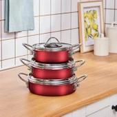 Karaca Ateş Emaye 6 Parça Omlet Sahan Set Bordo - 1