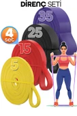 5+15+25+35 KG 4'lü SET Barfiks Lastiği Gym Resistance Band Antrenman Kas Geliştirme Bandı 4 BOY thumbnail 1
