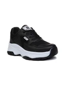 Siyah Beyaz Kalın Taban Kadın Spor Ayakkabı thumbnail 1