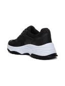 Siyah Beyaz Kalın Taban Kadın Spor Ayakkabı thumbnail 3