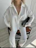 Kadın Oversize Gömlek Beyaz thumbnail 1