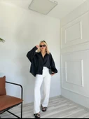 Kadın Oversize Gömlek Siyah - 4
