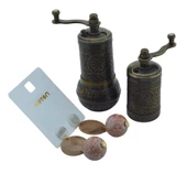 LUDIA Osmanlı Arması Motifli Baharat Değirmeni Antik Renk 2 li Set Top Küpe Hediyeli! - 3