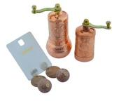 LUDIA Osmanlı Arması Motifli Baharat Değirmeni Demir Renk 2 li Set Top Küpe Hediyeli! - 3