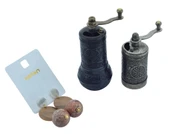 LUDIA Osmanlı Arması Motifli Baharat Değirmeni Kalay Renk 2 li Set Top Küpe Hediyeli! - 3