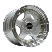 8.5 X 17 BCH-7813 5X112/120 ET25 72.56 SILVER LIP MAC+GOLD RIVETS - 1