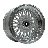 8 X 15 SLK-1308 4X100 ET20 73.1 SILVER+LIP MAC+CHROME RIVETS - 1