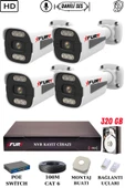 FURY 4 Kameralı Ip Güvenlik Kamerası Seti Sesli 4mp Gece Renkli Su Geçirmez 1506s 320GB - 2