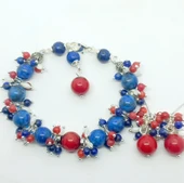 2211 Lapis lazuli Mercan el yapımı bileklik - 5