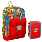 Coral High Kırmızı Yapı Blokları Erkek Çocuk Okul Çantası ve Organizer Kalemlik Seti 23775 11157 thumbnail 3