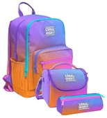 Coral High İlkokul ve Ortaokul Okul Çanta Üçlüsü - Kız Çocuk, Turuncu Mor Renk Geçişli thumbnail 1