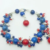 2211 Lapis lazuli Mercan el yapımı bileklik - 1