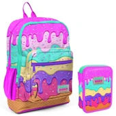 Coral High Pembe Mor Dondurma Kız Çocuk Okul Çantası ve Organizer Kalemlik Seti thumbnail 3