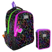 Coral High Kalp Baskılı Siyah Pembe Kız Çocuk Okul Çantası ve Organizer Kalemlik Seti 23670+11145 thumbnail 1