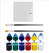 6'lı Akrilik Boya 6x25 Toplam 150 ML+ 2 Adet Fırça+1 adet 15x15 Pres Tuval - 1