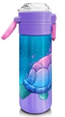 Coral High 500 ml Pipetli ve Direkt İçim Çelik Termos/Matara - Kız Çocuk -  Açık Pembe Mavi Kaplumbağa Desenli - 3