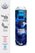 Coral High Erkek Çocuk İçin 500 ml'lik Paslanmaz Çelik Termos/Suluk - Lacivert Saks Kamuflaj Desenli thumbnail 2