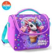 Coral High Kız Çocuk Termoslu Beslenme Çantası - Mor Pembe Dondurma Unicorn, Kız Çocuk thumbnail 2
