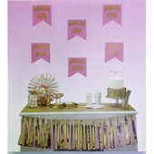 Pembe Üzeri Altın Hoşgeldin Kızım Flama Süs - 2