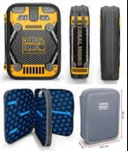 Coral High Siyah Sarı Robot Erkek Çocuk Okul Çantası ve İki Katlı Organizer Kalemlik Seti thumbnail 2