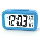 Akıllı Dijital Masa Saati Alarmlı Karanlık Sensörlü Fotoselli Mavi - 1