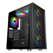 1ST PLAYER AR7 SIYAH 650W 80+ ARGB 4X12CM FAN TEMPERLI CAM MESH USB 3.0 ATX KASA - 1